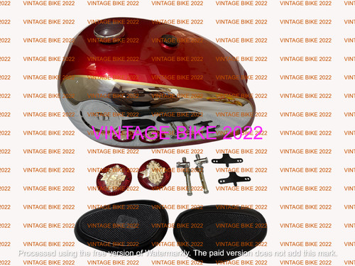 BSA A7 A10 SUPER ROCKET CHERRY PAINTED CHROME FUEL TANK +CAP/FIT FOR