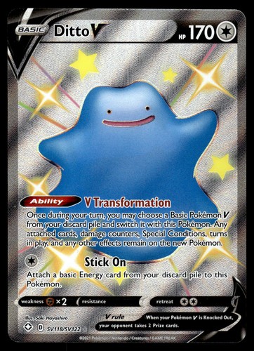 Ditto V SV118/SV122 SWSH Shining Fates: Shiny Vault Holo Rare Pokemon Card - NM