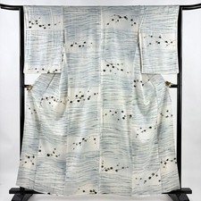 JAPANESE KIMONO FINE PATTERN CREAM 160.5cm 5 ft 3 in PURE SILK FF8564
