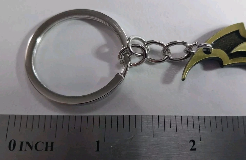 Batman Keychain w/ Split Ring Black & Brass Tone New - Image 4 of 4