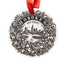 HOBOKEN NEW JERSEY City View, Personalized Round Acrylic Ornament Gift