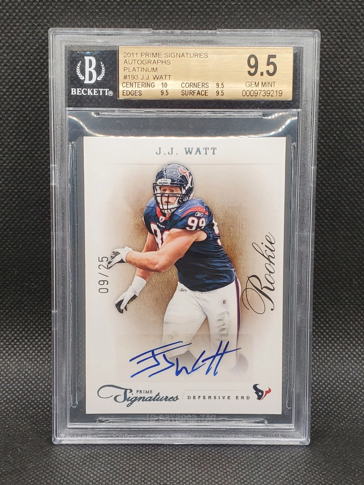 JJ Watt Panini Prime Signatures #193 Autograph-Platinum
