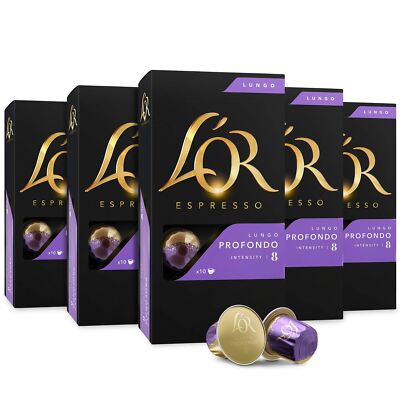 L'OR Espressopads, 50 Kapseln Profondo Lungo, Aluminium-Kaffeekapseln für ein...
