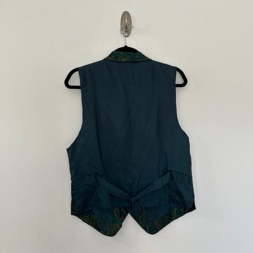 Vintage 90s Lizsport Waistcoat Blazer Womens 10 Green Paisley Dark Academia 80S - Picture 6 of 14
