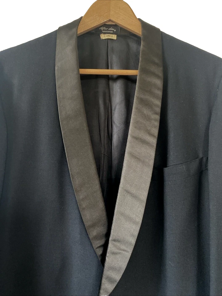 Винтажный 50-х после шести черный рокабилли смокинг 43 X-длинный шелковая шаль воротник смокинг куртка - Изображение 4 из 4