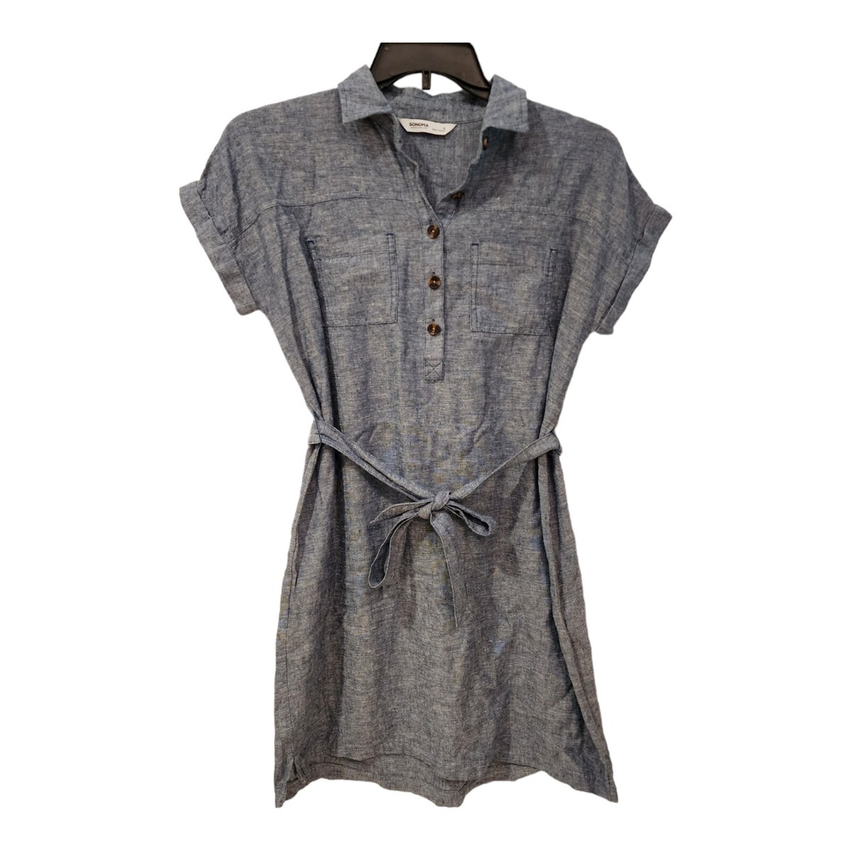 sonoma denim dress Women's Sonoma Goods For Life Henley Gray Denim Shirt Dress Women's Size  Small