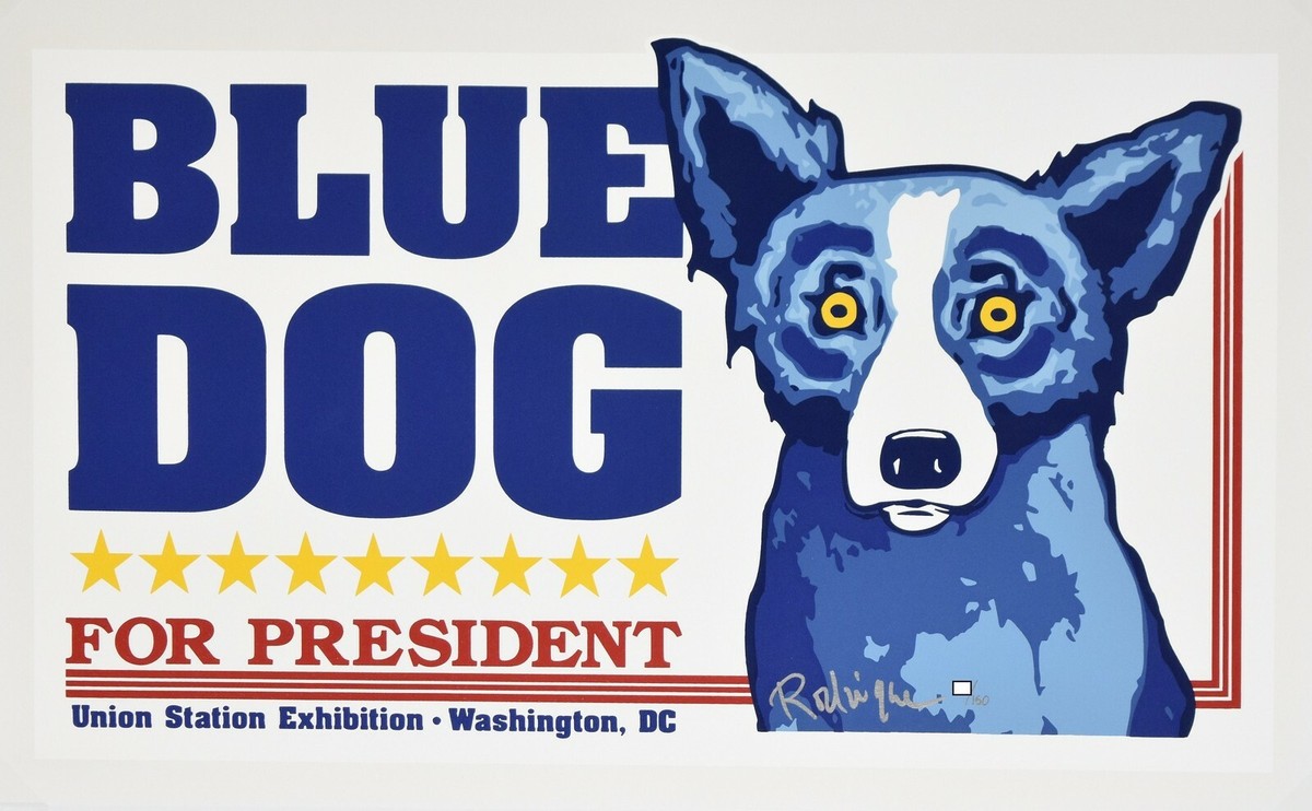 ルグランブルー　BEWARE OF THE DOG タンクトップ レディース2 George Rodrigue Blue Dog Union Station Silkscreen Print Signed