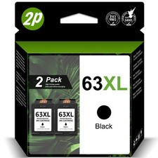 2x 63XL High Yield Black Ink Cartridge For HP OfficeJet 5222 5255 5258 5264