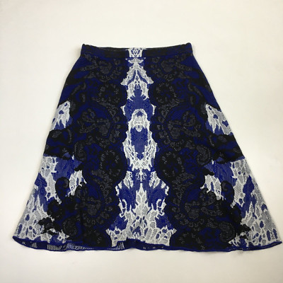 BCBGMAXAZRIA Womens sz Small/XS Royal Blue Combo KARLIE Silk Blend Pull On Skirt