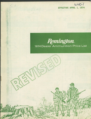 1974 REMINGTON DEALER AMMUNITION PRICE LIST REVISED APRIL 1, 1974 A1-3