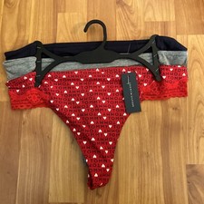 Tommy Hilfiger Womens Thongs Panties 3pr Size L Spell Out NWT