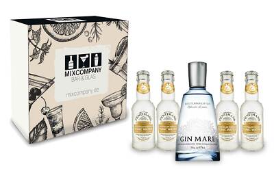 Gin Tonic Giftbox Geschenkset - Gin Mare 0,7l 700ml (42,7% Vol) + 4x Fentimans 