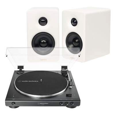 Audio-Technica AT-LP60XBT Bluetooth Plattenspieler + Edifier M60 BT Lautsprecher - Weiß