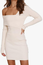 NEW LILLUSORY Women's Off Shoulder Bodycon Ribbed Sweater Dress Size XL