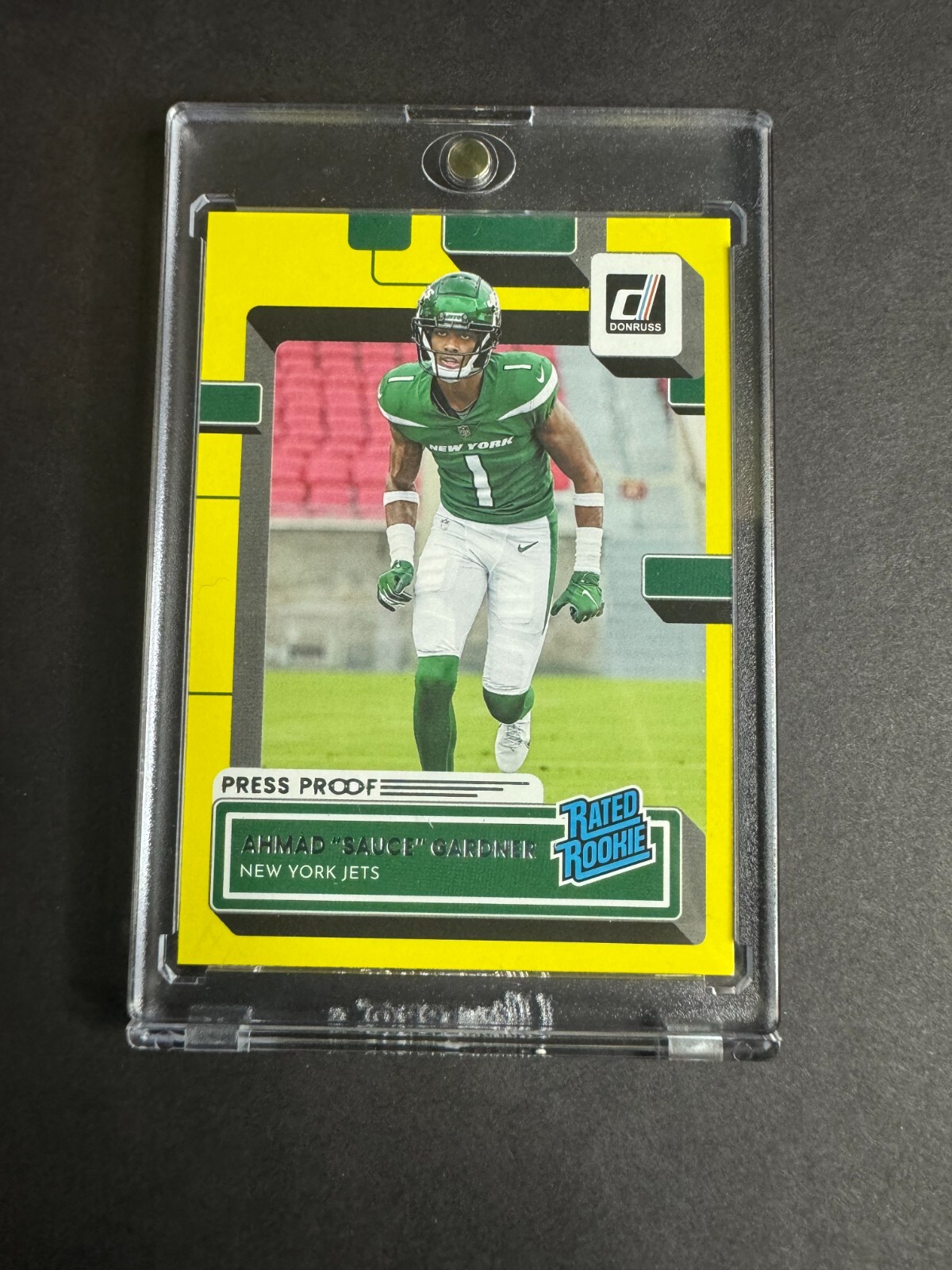2022 Donruss Ahmad Sauce Gardner #328 Yellow Press Proof Rated Rookie RC Jets