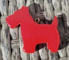Vintage Red Bakelite Scotty Dog Pendant Simichrome Tested