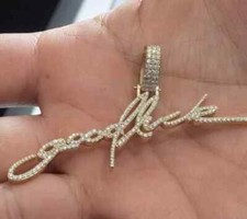 1.50Ct Round Cut Real Moissanite Custom Letter Pendant 14K Yellow Gold Plated