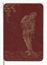 Single Playing Card Vintage Antique Lacquer "Sweeper" SW-1-1 B Brown/Gold