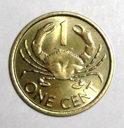 1990 Seychelles 1 cent Coin Mud or Mangrove Crab Animal Wildlife