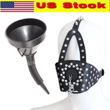 Open Mouth Funnel BDSM Toilet Mouth Gag Mask Hood Head Harness Bondage Adult SM
