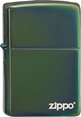 ZIPPO Original Feuerzeug Regular / Chameleon grün poliert Zippo Logo / Etui
