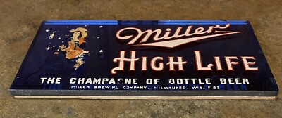 Vintage-Miller High Life The Champage Of Bottled Beer Glass Sign