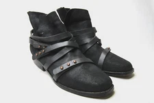 Joe's Jeans Distressed Leather Ankle Wrap Buckle Boots Shoes Sz 9.5