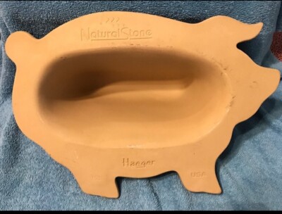 Haeger Natural Stone Pig Shaped Microwave Oven Bacon Cooker Made In USA