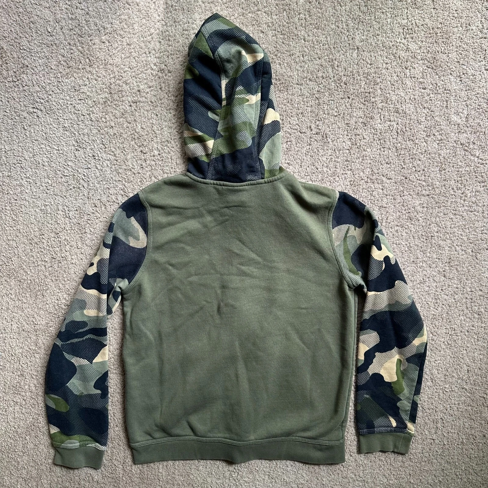 VETEMENTS Felpa Nike ragazzo XL felpa con cappuccio zip intera Spellout verde mimetica manica lunga