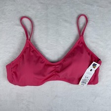 Shade Shore Bralette Bikini Top Women XL Pink Shirred Ribbed Adjustable Strap