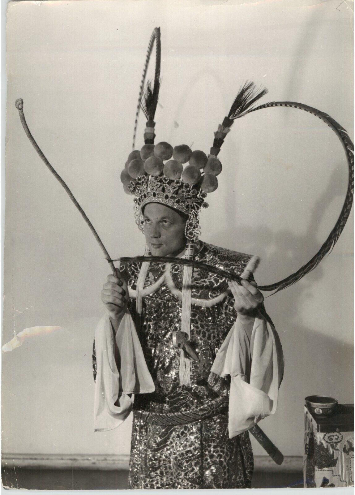 Man in Eastern CEREMONIAL Garments . 1960s Press Photo Costume Sword