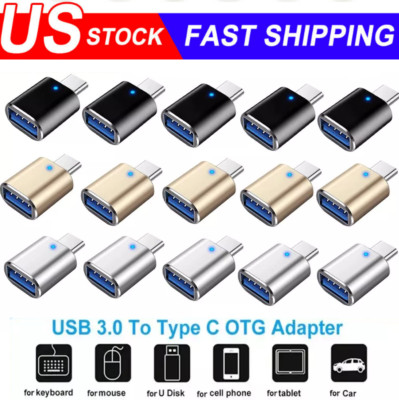 LED USB-C 3.1 Male to USBA Female Adapter Converter OTG Type C Android Phone LOT