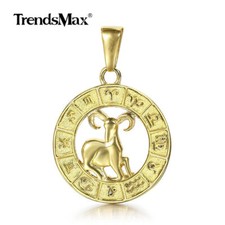 Yellow Gold Plated Stainless Steel Constellation Zodiac Sign Pendant Charm ONLY