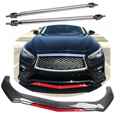 Front Bumper Lip Spoiler Splitter Body Kits Strut Rod For Infiniti Q50 Base
