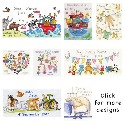 Bothy Fäden ~ gezählte Kreuzstich-Sets ~ Geburtsurkunde ~ viele Designs