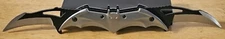 BATMAN BAT DOUBLE BLADED SPRING ASSISTED KNIFE BLADE BELT CLIP SILVER