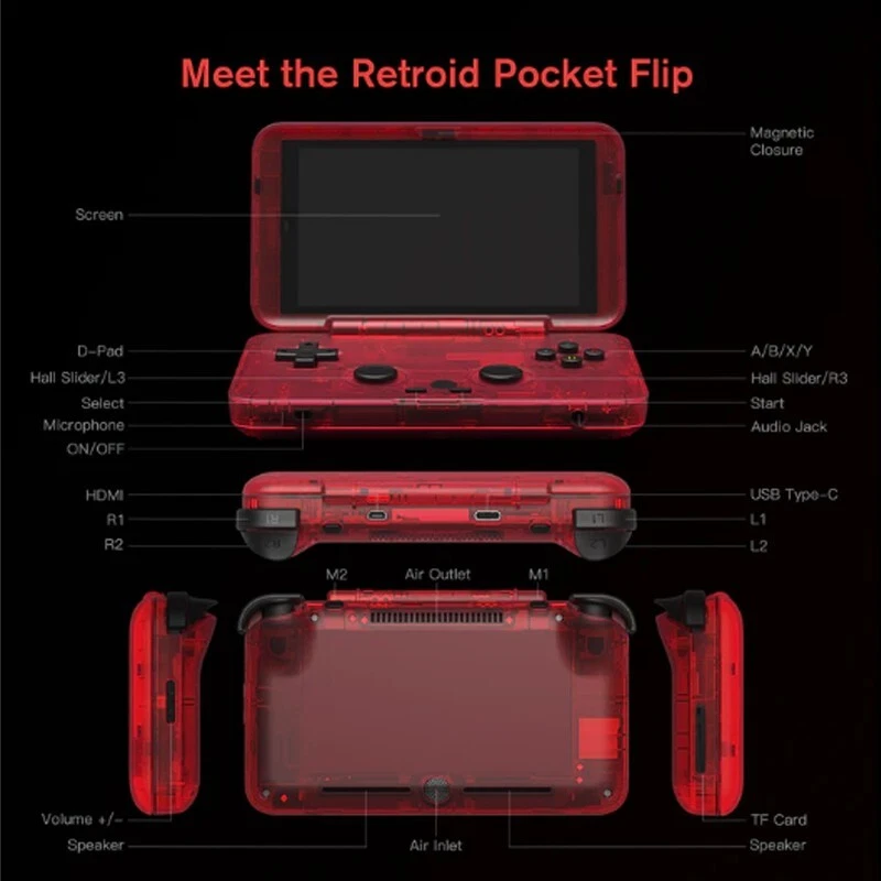 Retroid Pocket Flip Watermelon Red Free 128 GB Card Pre-Loaded