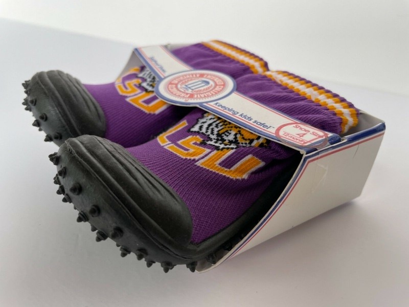 LSU Tigers SkidDers Skidproof Shoes 12 Months Size 4 New Baby Toddlers Geaux NEW