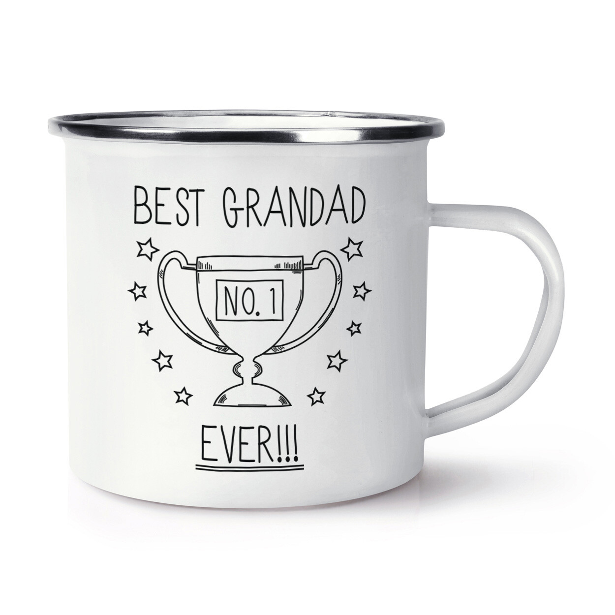 Best Grandad Ever No.1 Trophy Retro Enamel Mug Cup - Funny Favourite Family