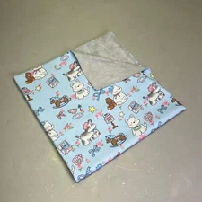 LOVLEY CAVES Self Adhesive Cat Wrap Grooming Blanket Puppys & Bows Pattern Blue