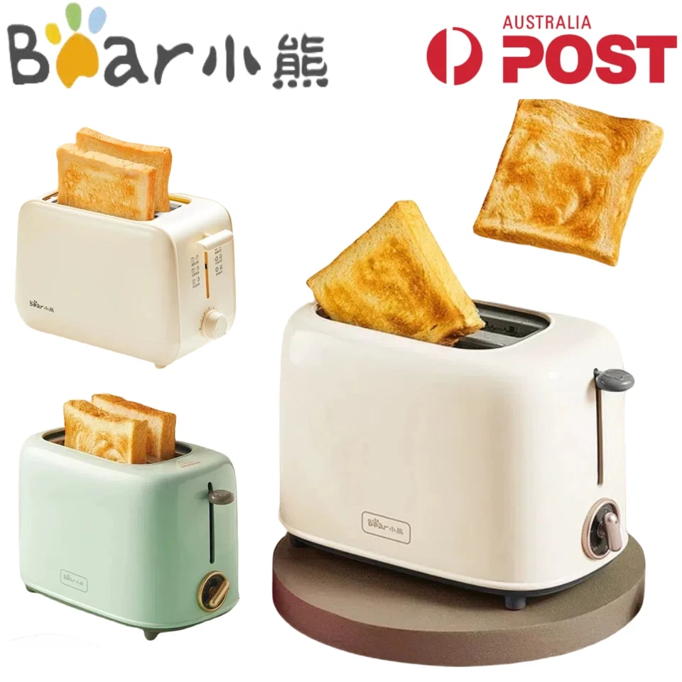 BEAR 2-Slice Toaster Bread Toaster Electric Automatic Crumb Tray Breakfast Maker