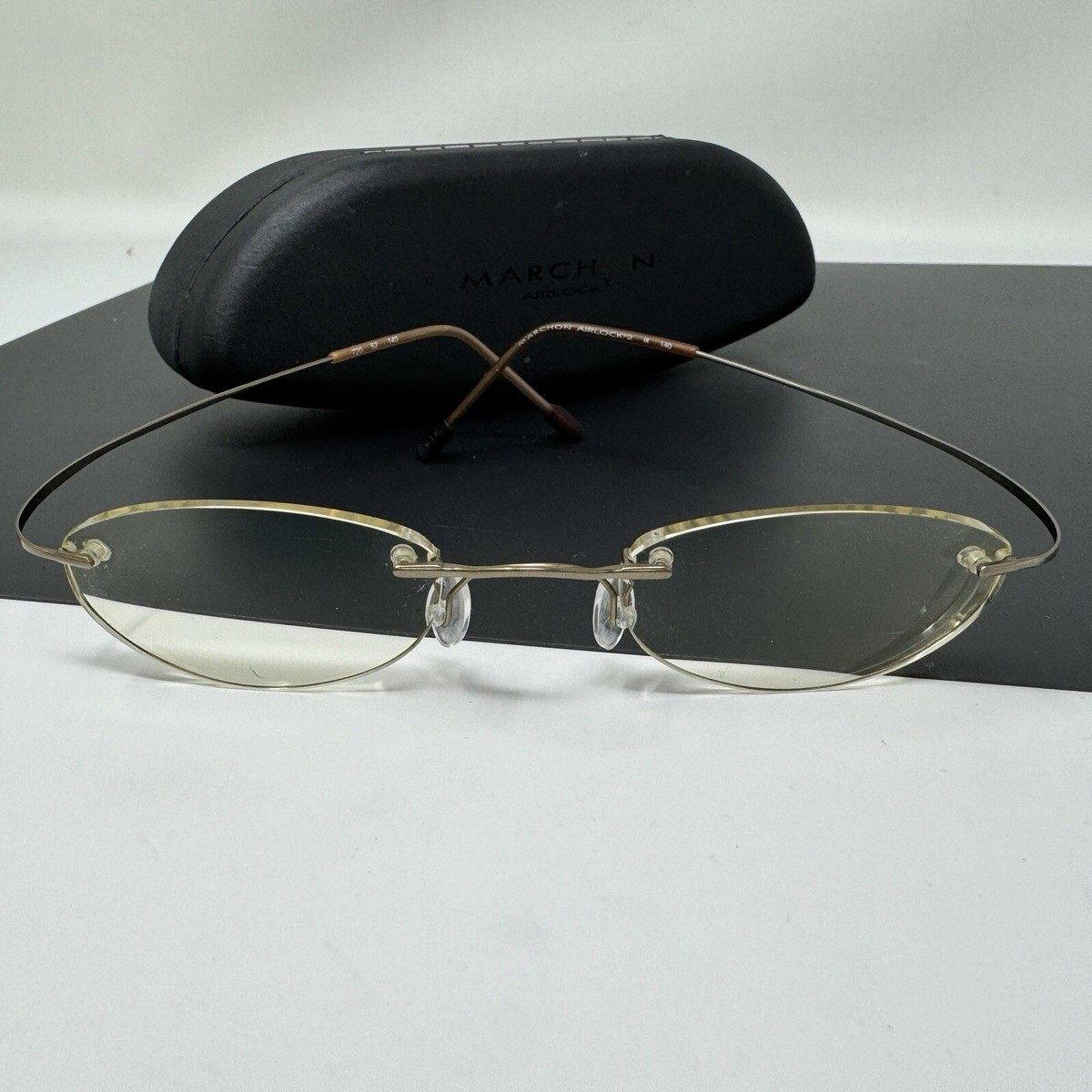 MARCHON AIRLOCK 2 720 52 Brown Rimless Titanium Eyeglasses Frames 150 Authentic MARCHON AIRLOCK 2 720/10 Titanium Rimless Eyeglasses Frames  main image 4