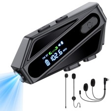 Motorcycle Helmet Bluetooth Headset, C6 Helmet Speakers with 2 Type Mics, Int...