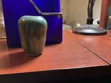 Nice Early Arts And Crafts HEAVY 4” Matte Green Pottery Vase
