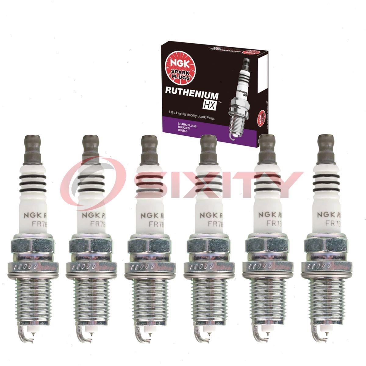 6 pcs NGK Ruthenium HX Spark Plugs for 1998-2002 Mazda 626 2.5L V6 - Engine rl