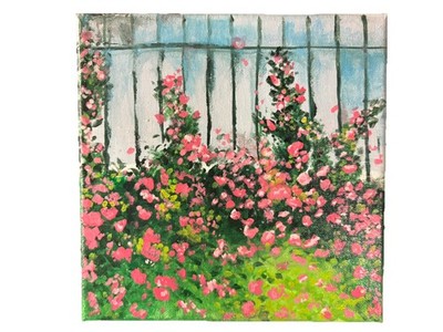  Garden Dream  Painting On Canvas. Acrylic Raw Canvas. 8x8 In.