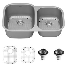 Karran USA PU53R-PK1 Profile 31-1/2" Undermount Double Basin - Satin Brushed