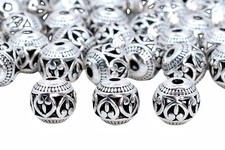 10 Pcs Antique Silver Tone Hollowed Tibetan Spacer Beads Round 8MM