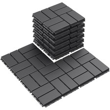 Goovilla Plastic Interlocking Deck Tiles, 9 Pack Outdoor Patio Flooring, 12"x...