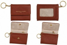 Adrienne Vittadini Studio Brown Keychain Wallet ID Card Holder Coin Purse